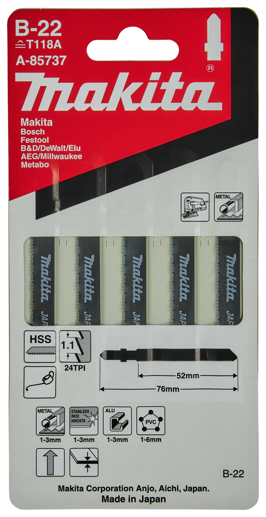 Decoupeerzaagblad metaal/aluminium 52mm