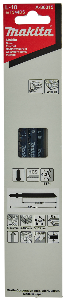 Decoupeerzaagblad hout/kunststof 151mm 