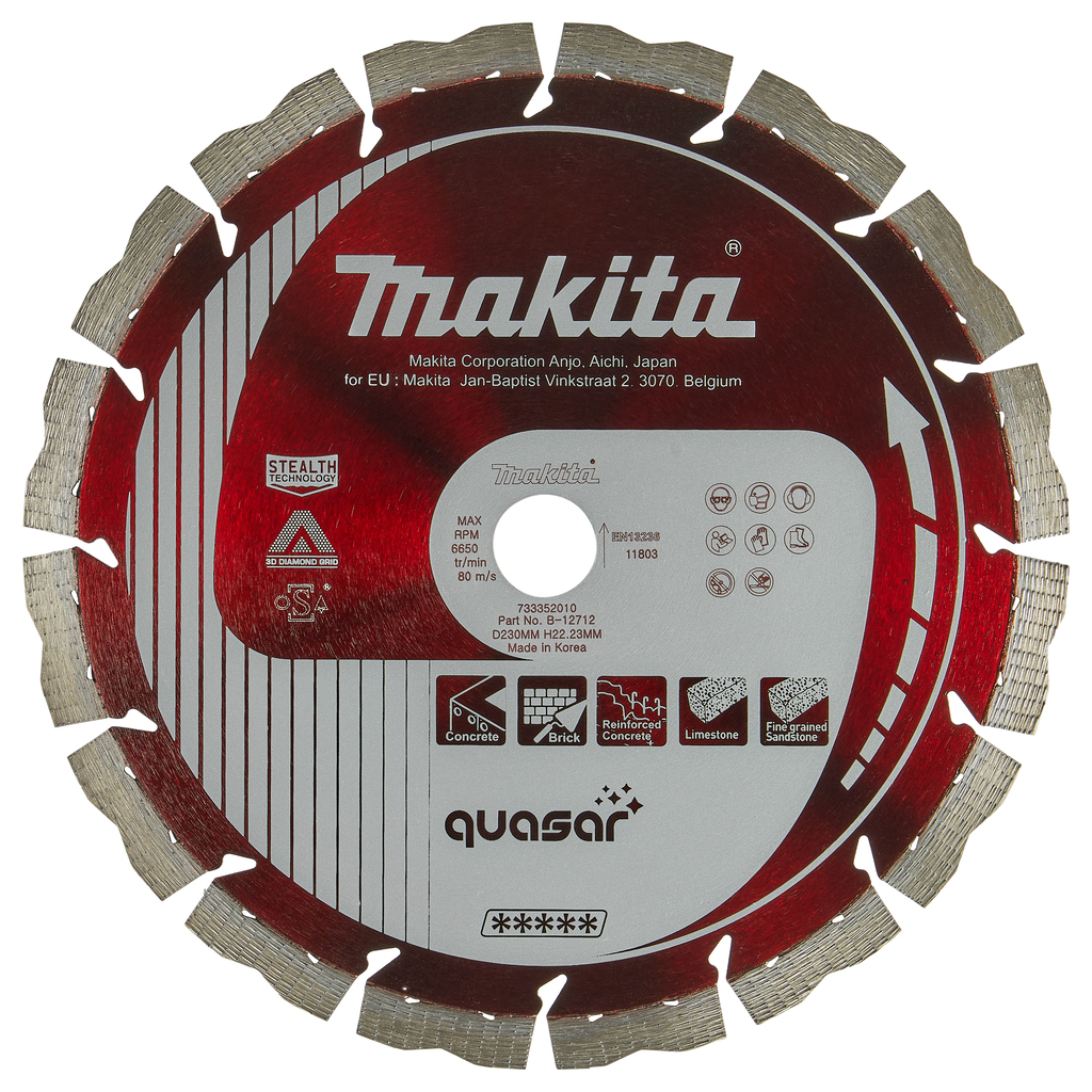 Diamantschijf 230x22,23x2,6mm rood