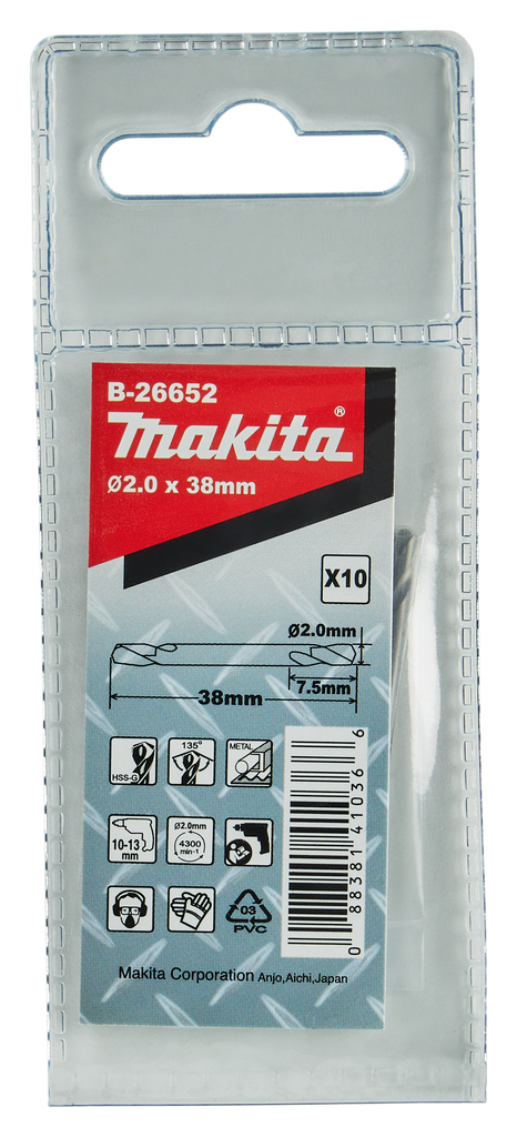 Metaalboor dubbelzijdig 2,0x38mm