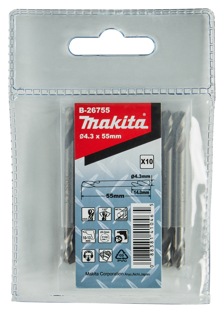 Metaalboor dubbelzijdig 4,3x55mm