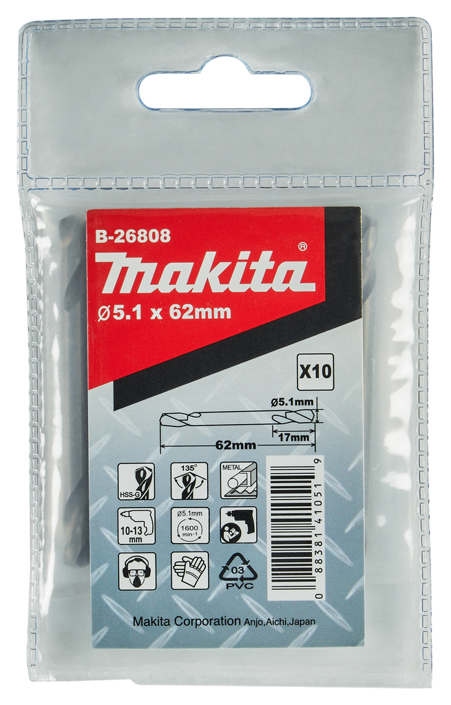 Metaalboor dubbelzijdig 5,1x62mm