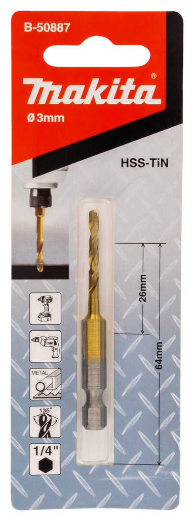 Metaalboor slagschroef 3,0x64mm