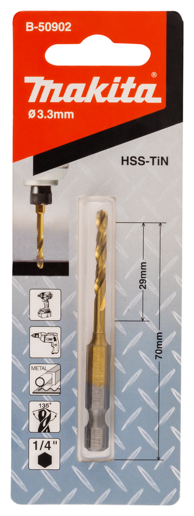 Metaalboor slagschroef 3,3x70mm