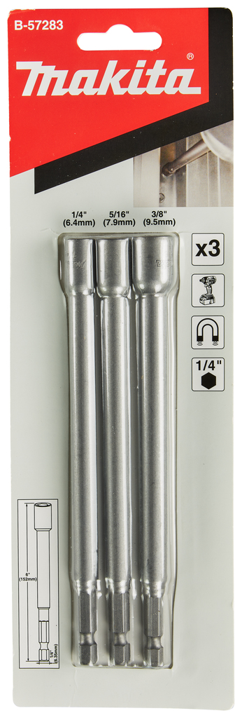 Doppenset 1/4"- 5/16"- 3/8"x150mm