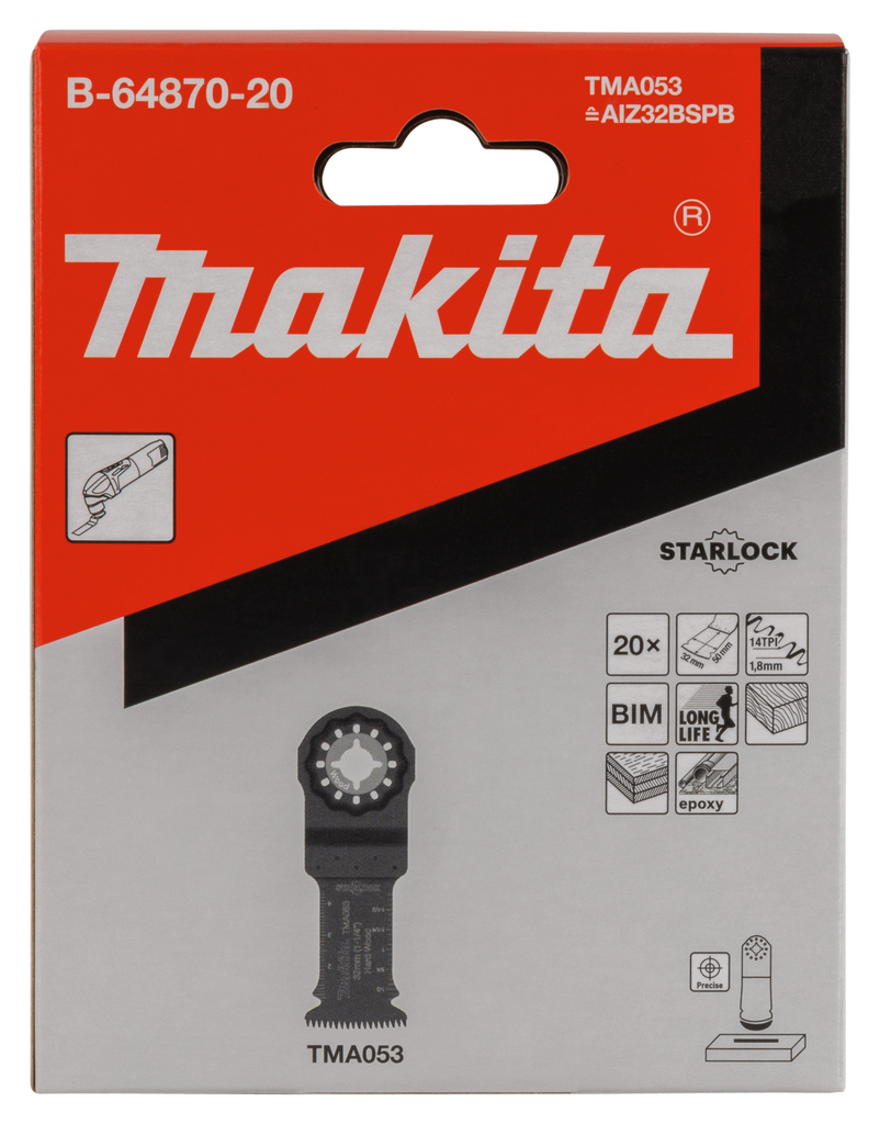 TMA053 Invalzaagblad 32x50mm hardhout