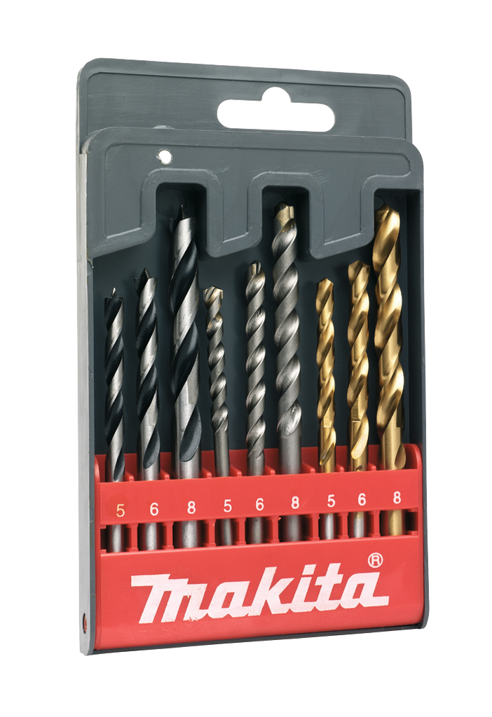 Boorset 9-delig hout/metaal/steen