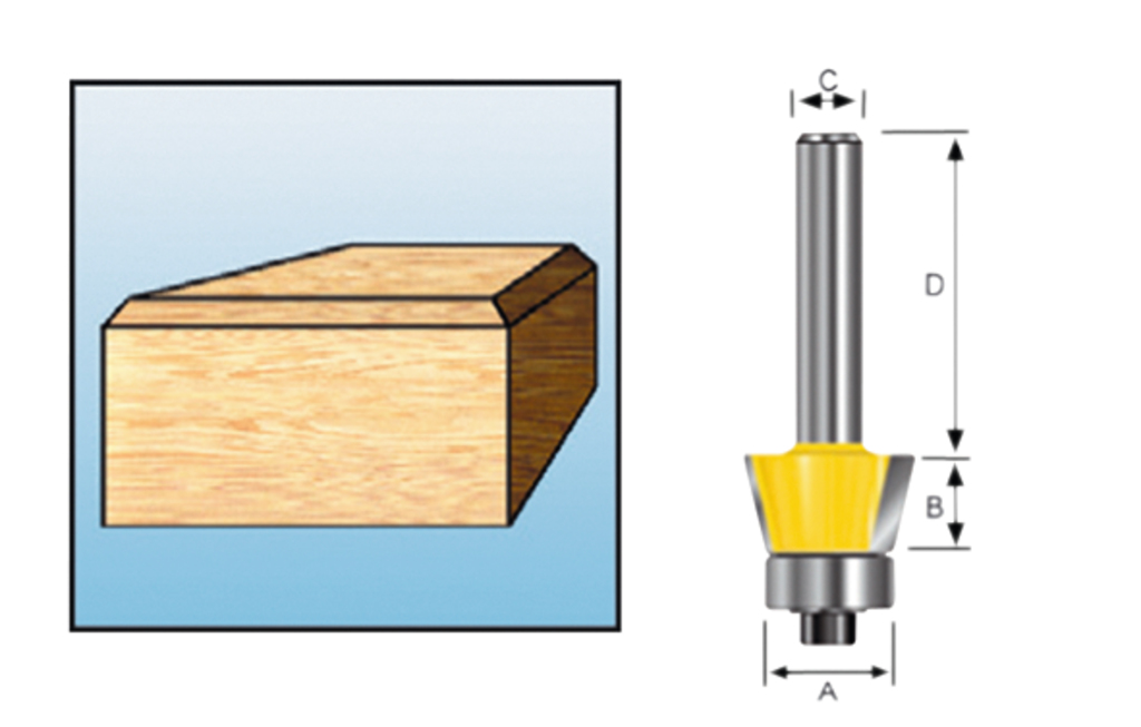 Afkantfrees 22° 19,84x9,53mm S8
