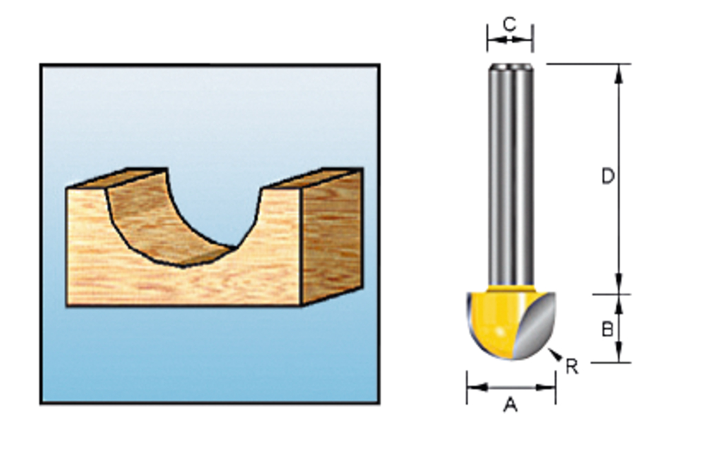 Holprofielfrees r=3,18 6,35x6,35mm S8