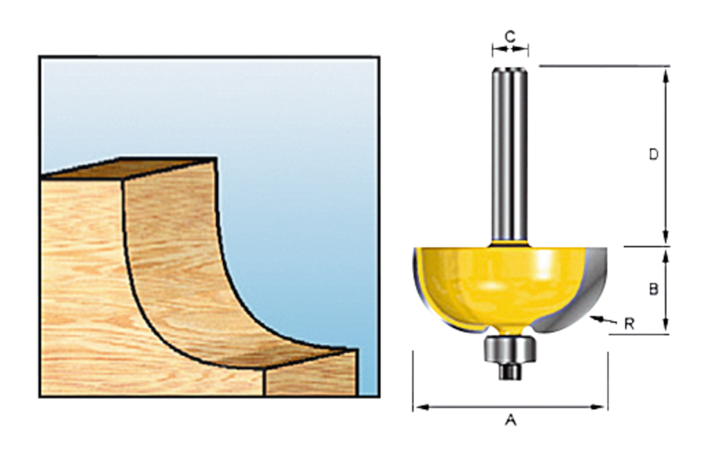 Halfholprofielfrees r=3,97 17,46x9,53mm S8