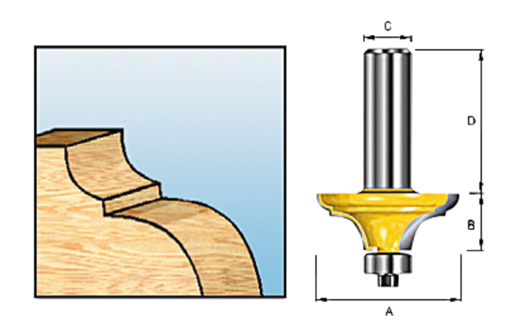 Dubbel profielfrees r=6,35 38,1x17,46mm S8