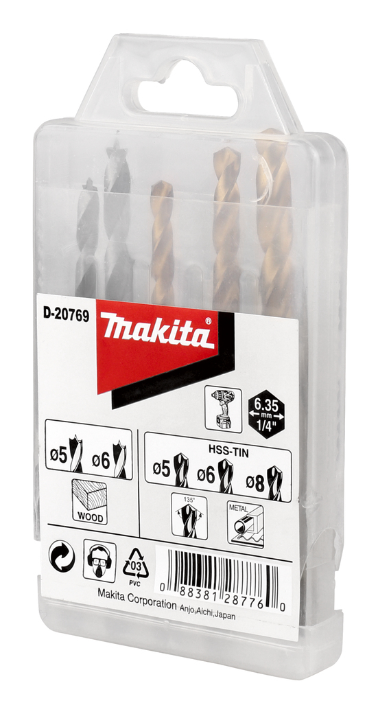 Boorset 5-delig hout/metaal