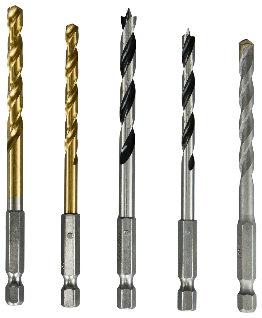 Boorset 5-delig hout/metaal/steen