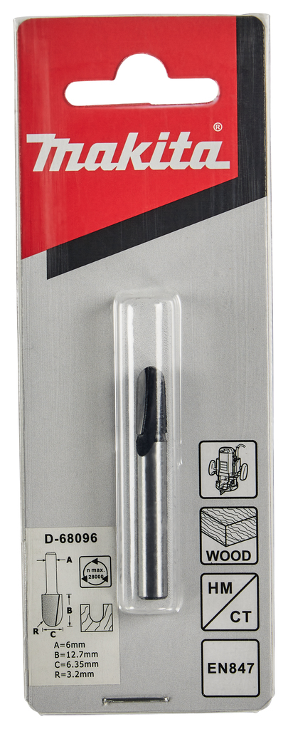 Holprofielfrees r=3,18 6,35x12,7mm S6   