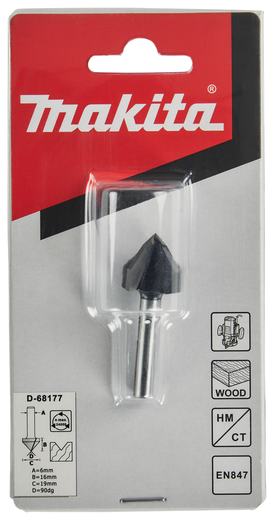 V-groeffrees 90° 19,05x15,88mm S6       