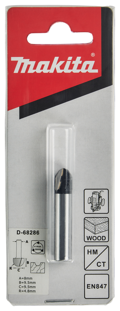 Holprofielfrees r=4,76 9,53x9,53mm S8    