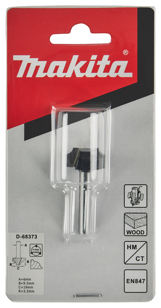 Kwartrond ovaalfrees r=3,18 19,05x9,53mm S6          