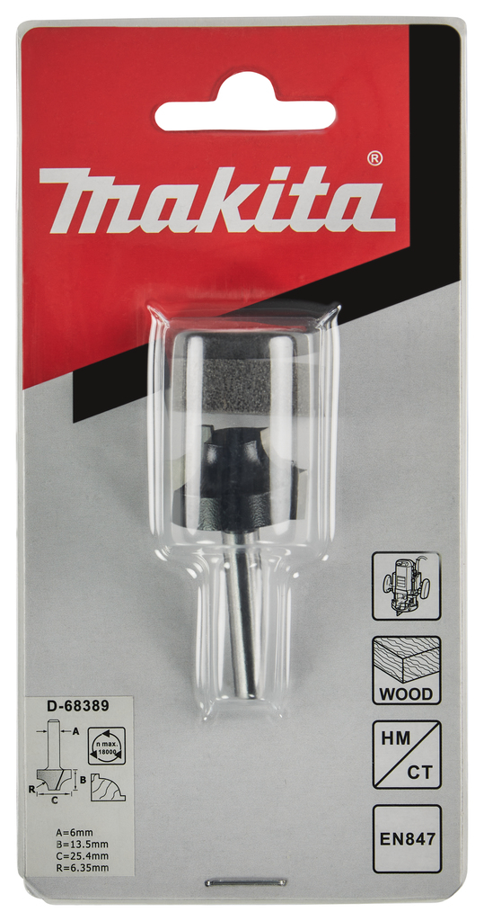 Kwartrond ovaalfrees r=6,35 25,4x13,49mm S6        