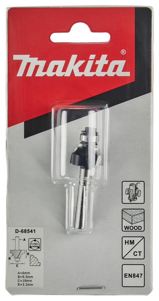 Kwartrondfrees r=3,18 19,05x9,53mm S6