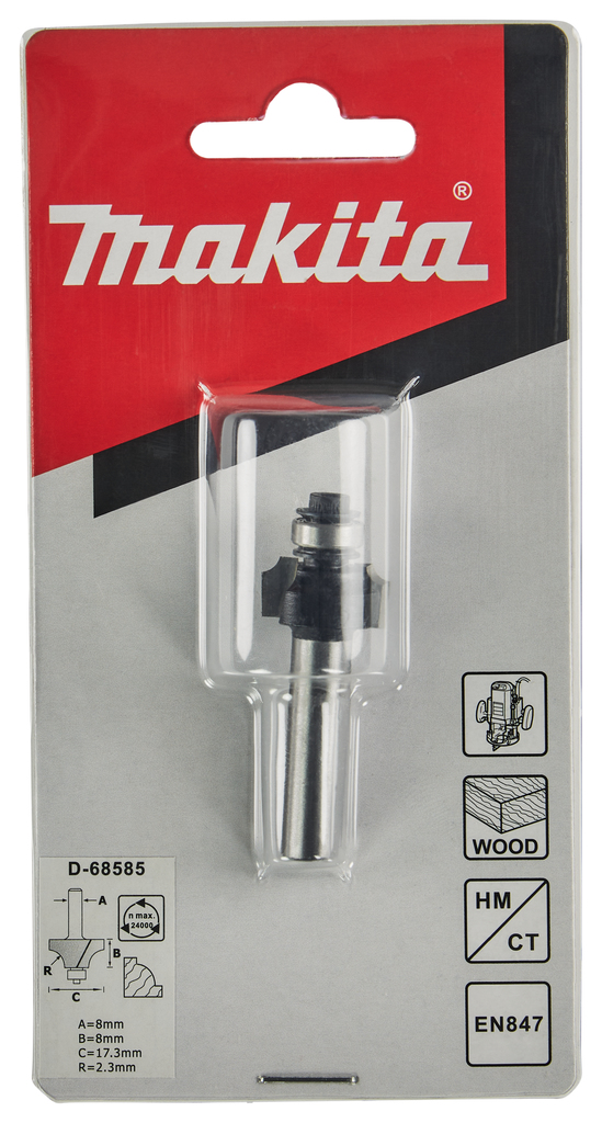 Kwartrondfrees r=2,38 17,46x7,94mm S8       