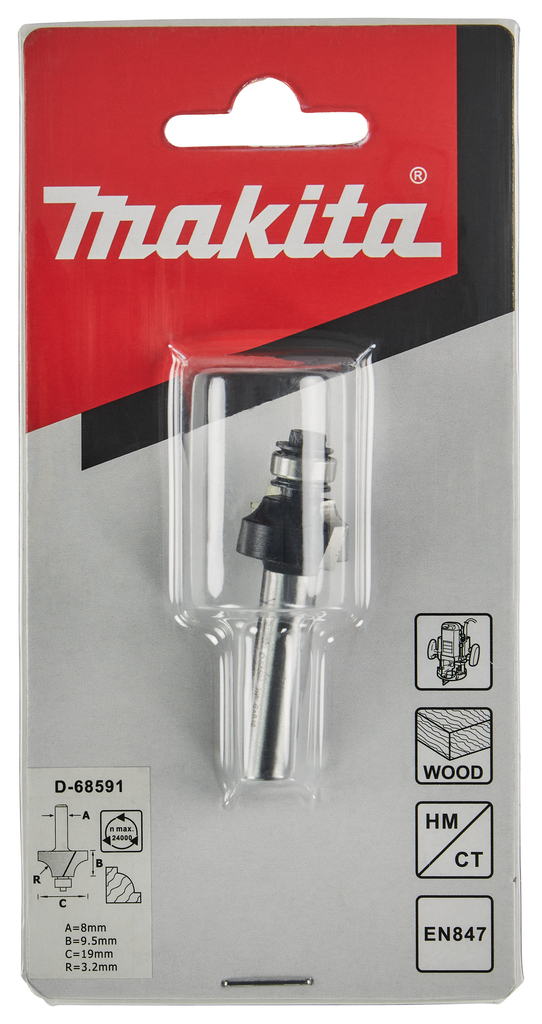 Kwartrondfrees r=3,18 19,05x9,53mm S8       