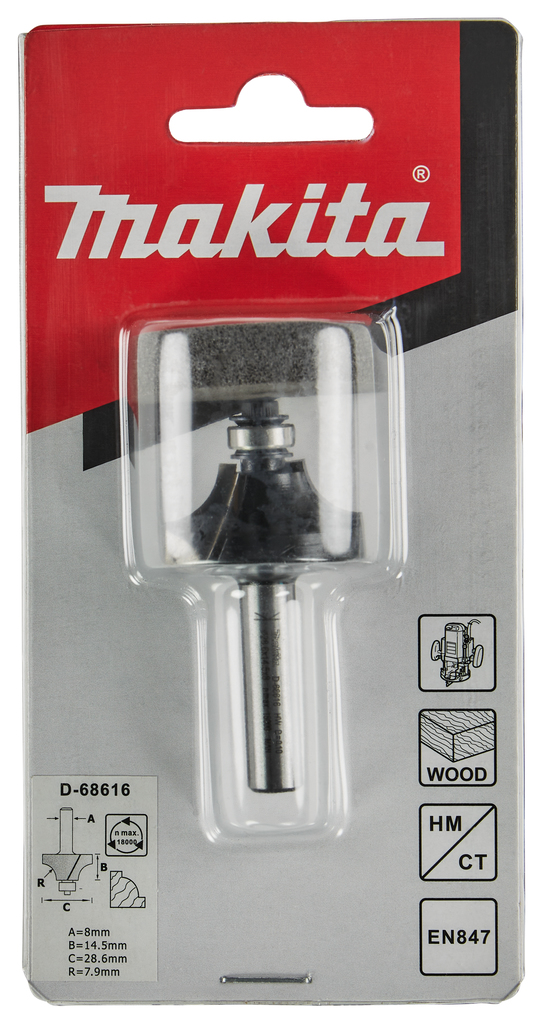 Kwartrondfrees r=7,94 28,58x14,29mm S8       