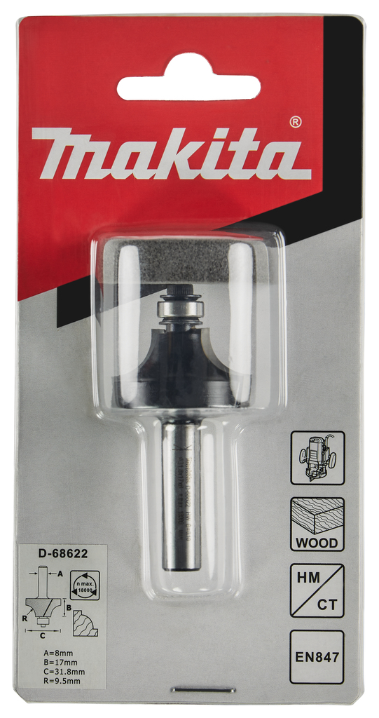 Kwartrondfrees r=9,53 31,75x16,67mm S8       