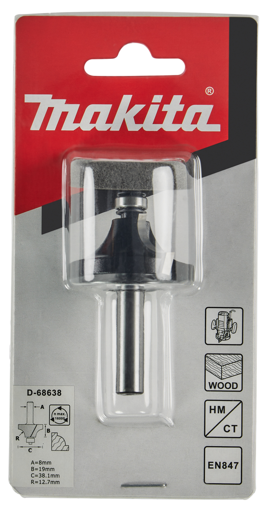 Kwartrondfrees r=12,7 38,1x19,05mm S8      