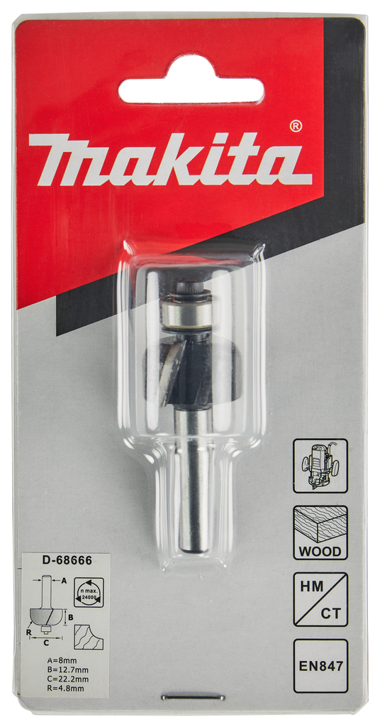 Halfholprofielfrees r=4,76 22,23x12,7mm S8      