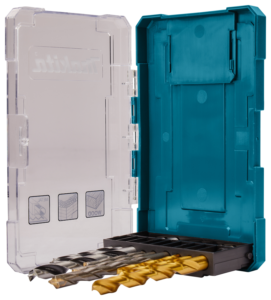 Boorset 9-delig hout/metaal/steen