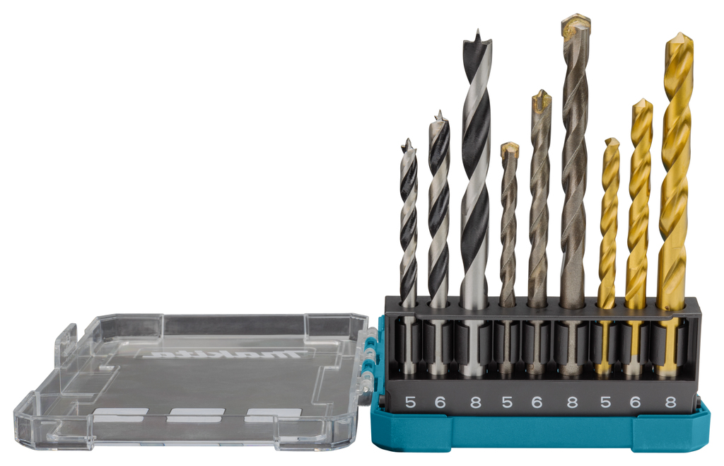 Boorset 9-delig hout/metaal/steen