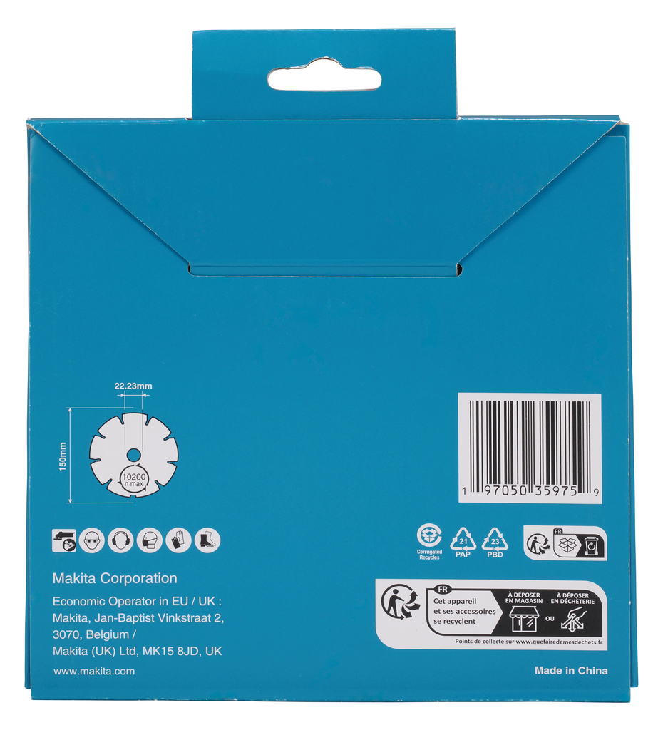 Diamantschijf 150x25,4x2,2mm