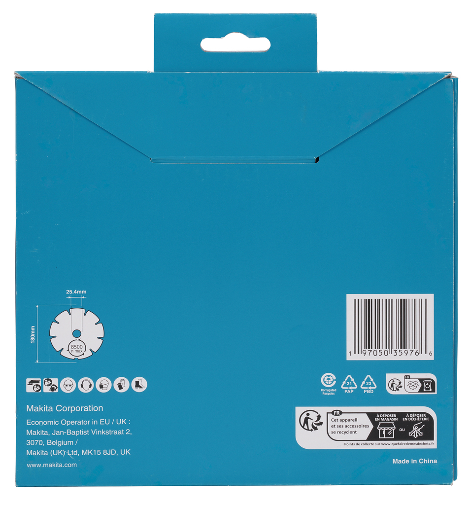 Diamantschijf 180x25,4x2,2mm