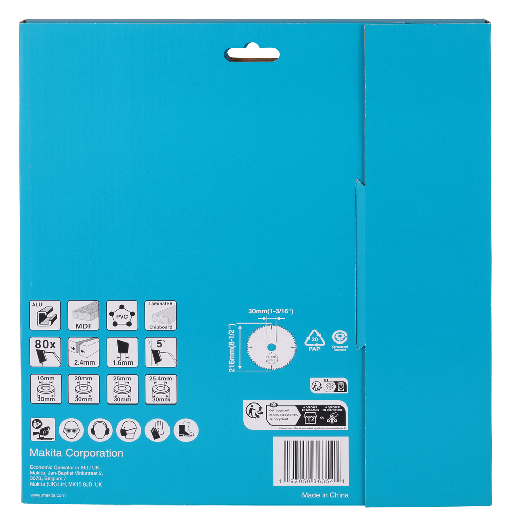 Afkortzaagblad div. materialen