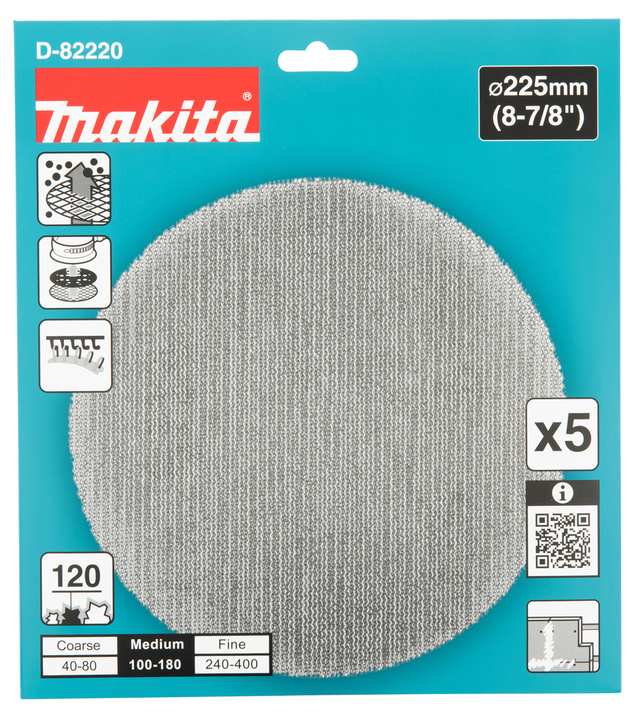 Schuurgaasschijf 225mm A120 velcro