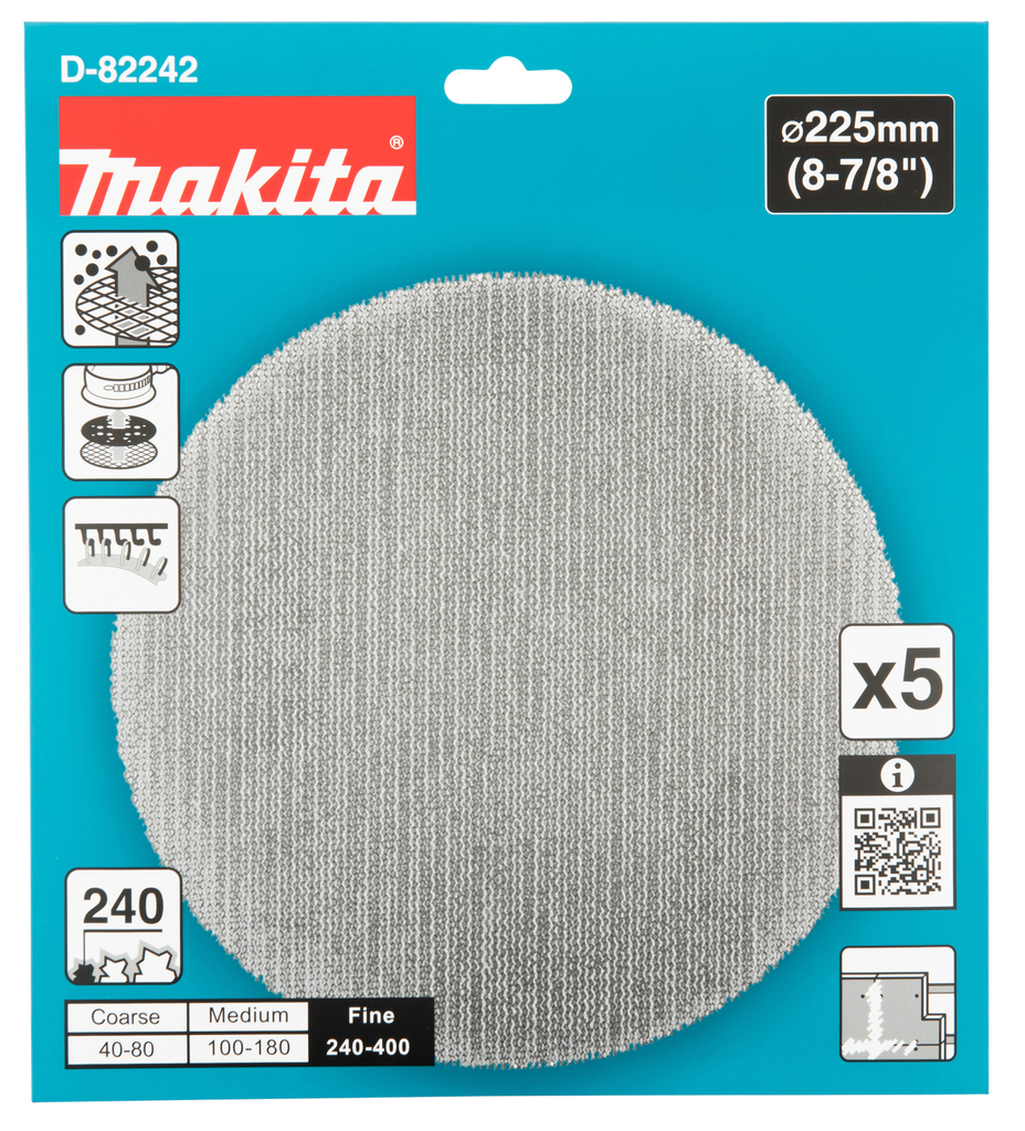 Schuurgaasschijf 225mm A240 velcro