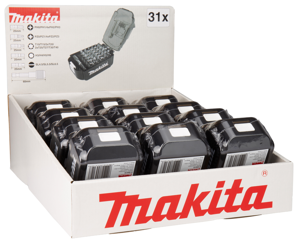 Schroefbitset 31-delig (display 12 stuks)