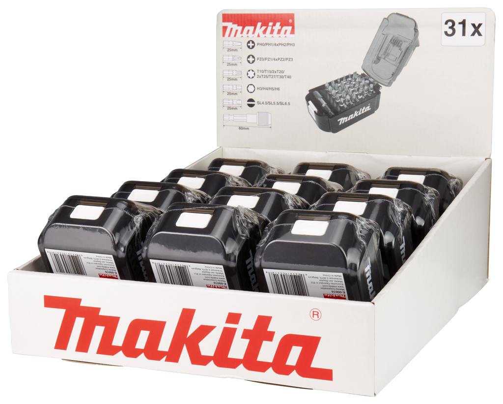 Schroefbitset 31-delig (display 12 stuks)