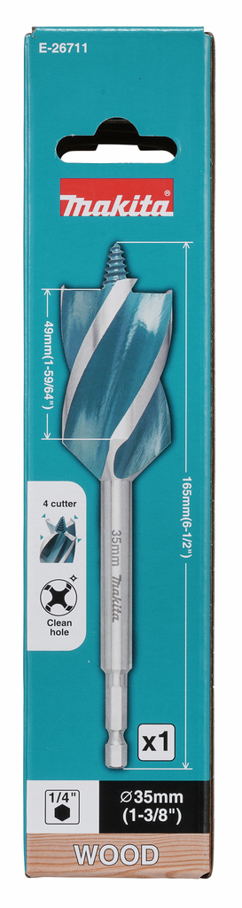 4-snijder houtboor 35x165mm