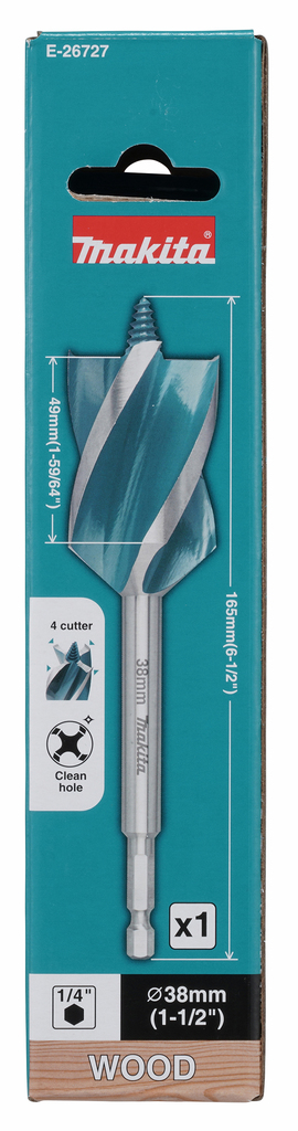 4-snijder houtboor 38x165mm