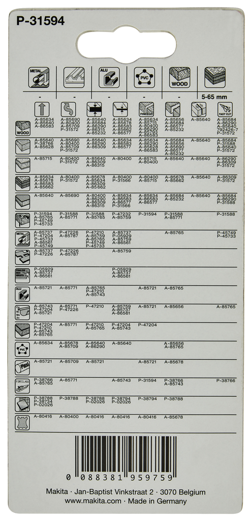 Decoupeerzaagblad hout/kunststof 75mm 
