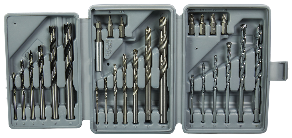 Boorset 26-delig hout/metaal/steen