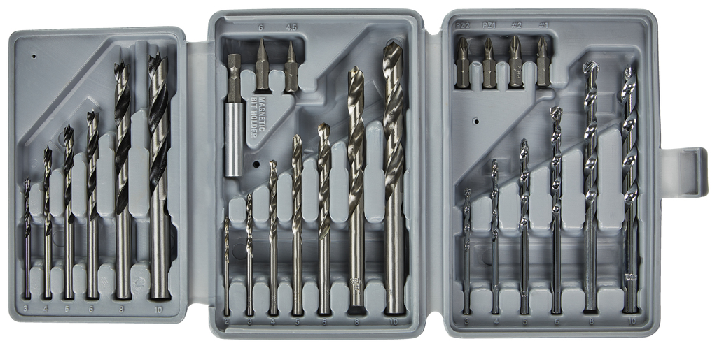 Boorset 26-delig hout/metaal/steen