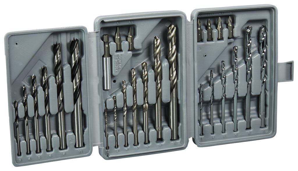 Boorset 26-delig hout/metaal/steen