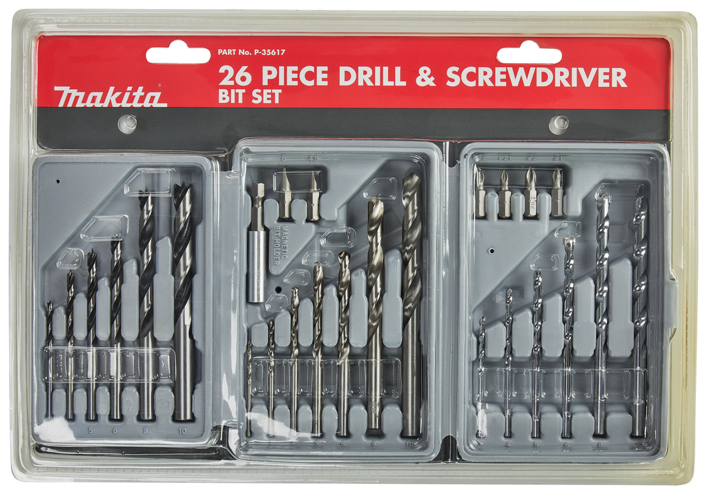 Boorset 26-delig hout/metaal/steen