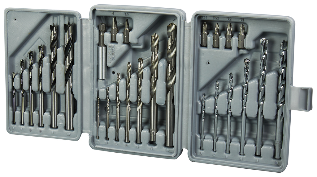 Boorset 26-delig hout/metaal/steen