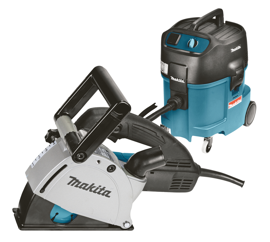 Combiset sleuvenzaag met stofzuiger